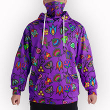 Load image into Gallery viewer, Indigenous Paisley Dark Orchid Hoodie with Face Cover 49 Dzine 
