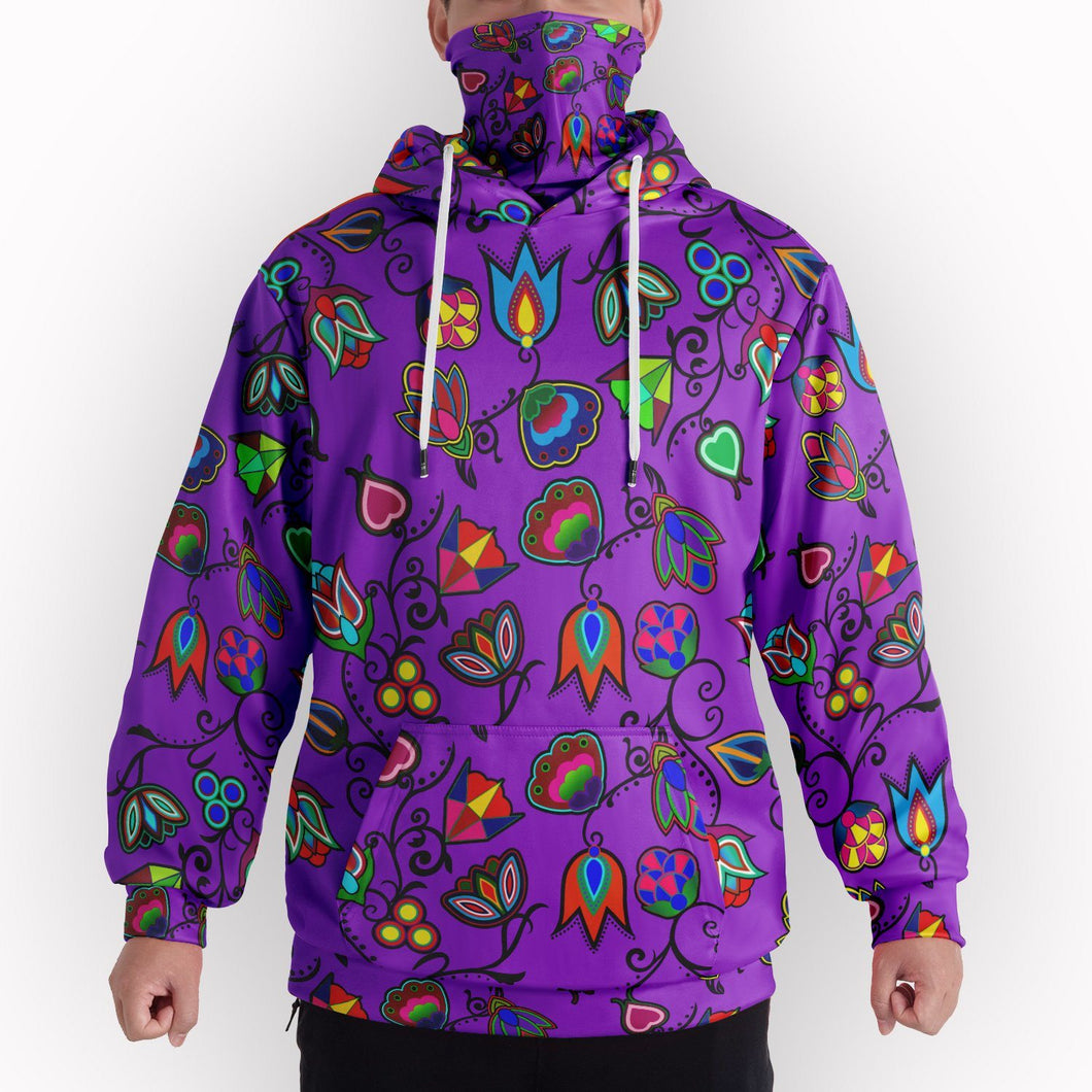 Indigenous Paisley Dark Orchid Hoodie with Face Cover 49 Dzine 