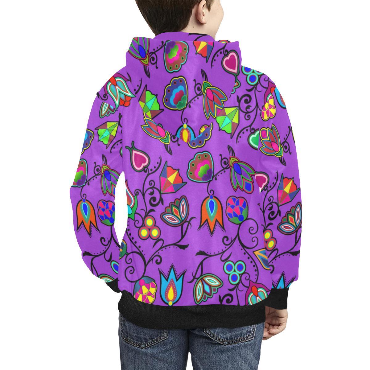 Indigenous Paisley Dark Orchid Kids' All Over Print Hoodie (Model H38) Kids' AOP Hoodie (H38) e-joyer 