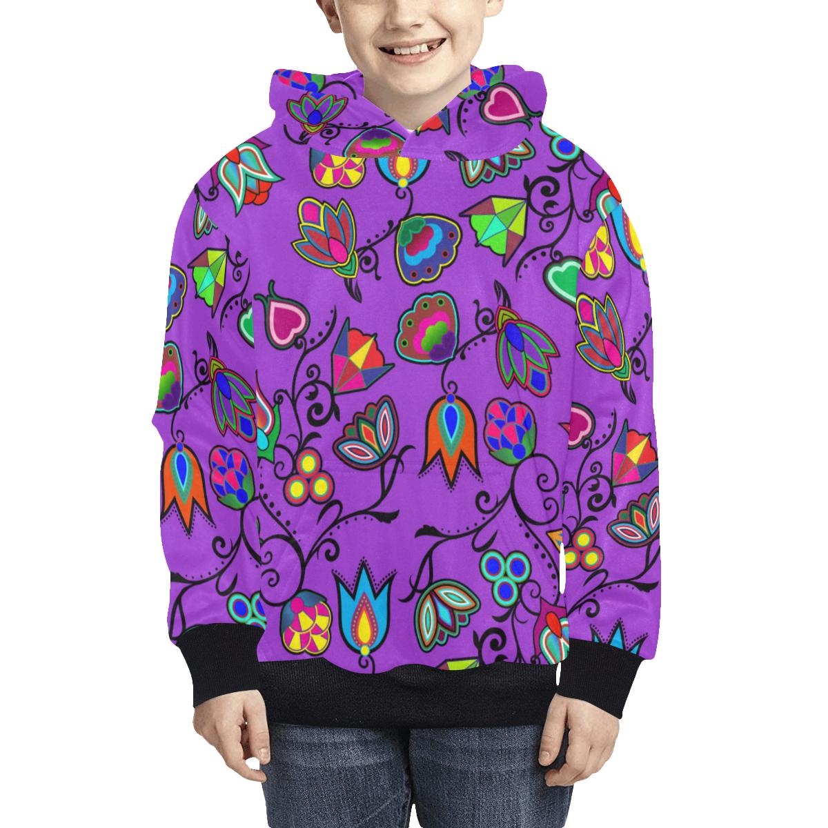 Indigenous Paisley Dark Orchid Kids' All Over Print Hoodie (Model H38) Kids' AOP Hoodie (H38) e-joyer 