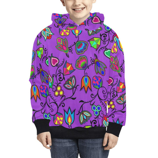 Indigenous Paisley Dark Orchid Kids' All Over Print Hoodie (Model H38) Kids' AOP Hoodie (H38) e-joyer 