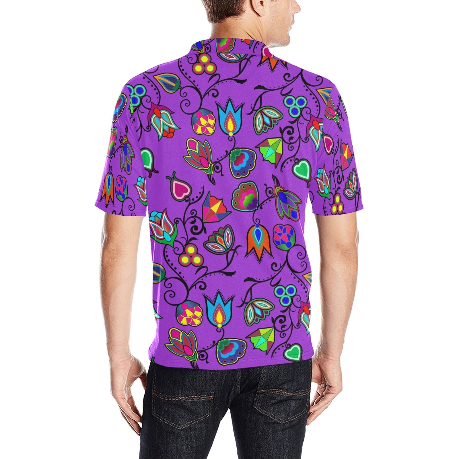 Indigenous Paisley Dark Orchid Men's All Over Print Polo Shirt (Model T55) Men's Polo Shirt (Model T55) e-joyer 