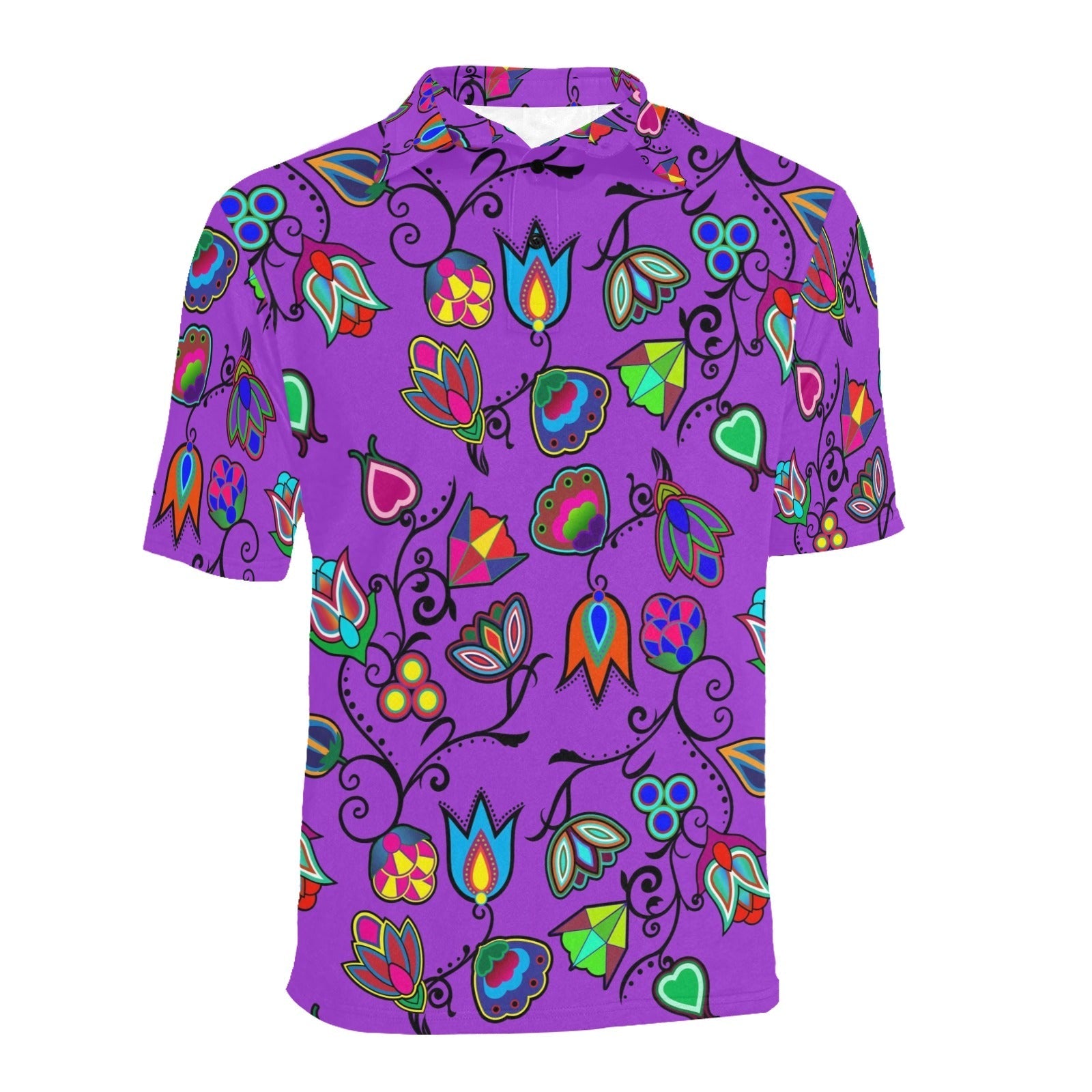 Indigenous Paisley Dark Orchid Men's All Over Print Polo Shirt (Model T55) Men's Polo Shirt (Model T55) e-joyer 