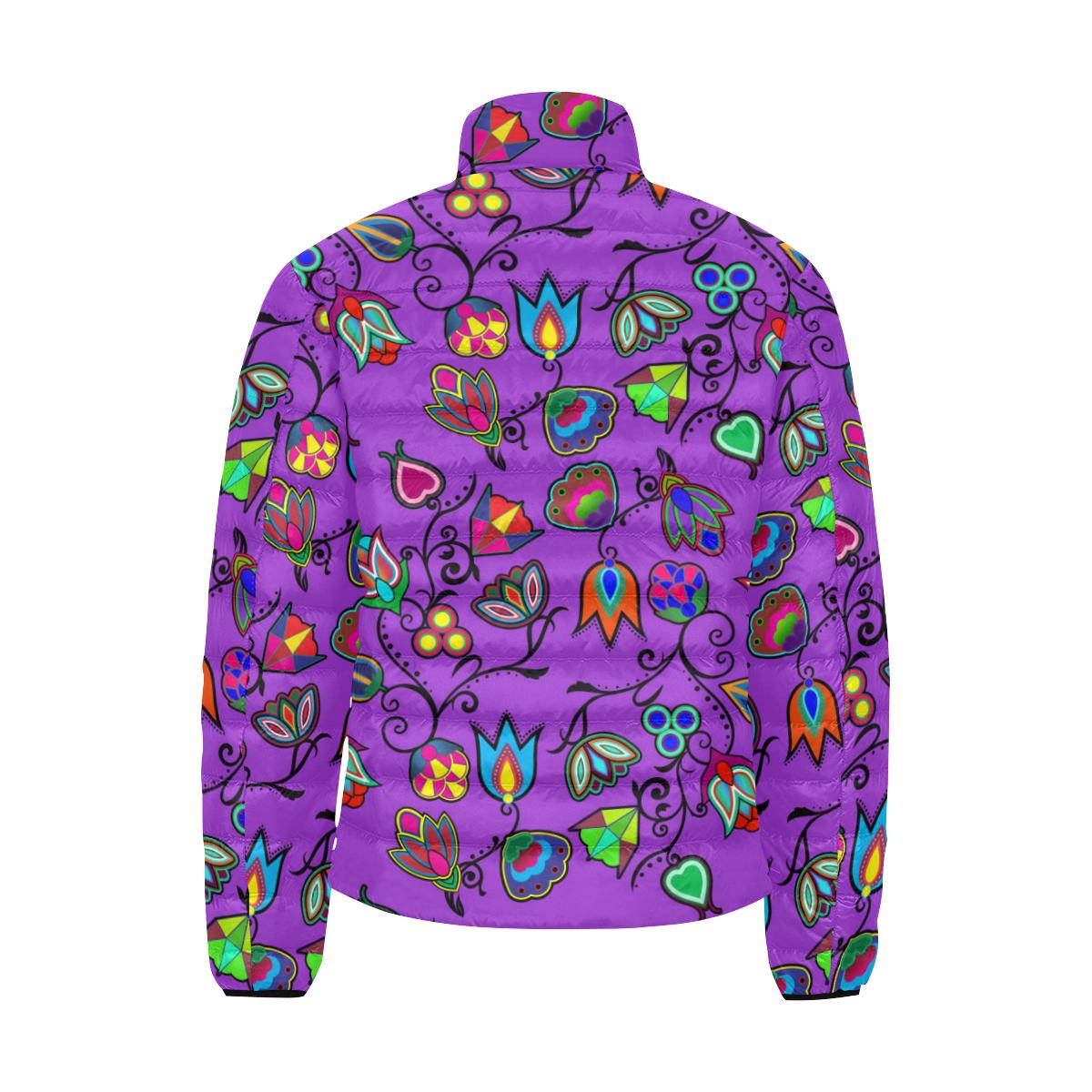 Indigenous Paisley - Dark Orchid Men's Stand Collar Padded Jacket (Model H41) Men's Stand Collar Padded Jacket (H41) e-joyer 