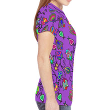 Load image into Gallery viewer, Indigenous Paisley - Dark Orchid New All Over Print T-shirt for Women (Model T45) New All Over Print T-shirt for Women (T45) e-joyer 
