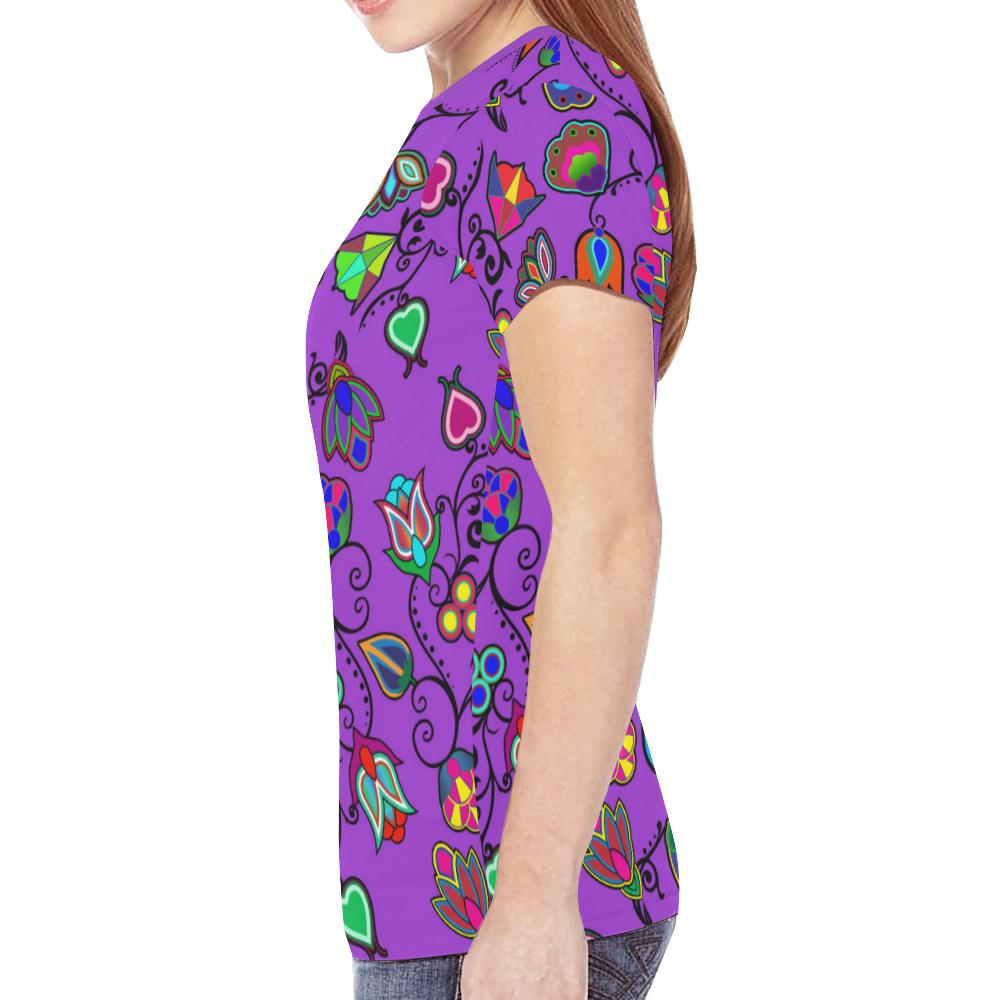 Indigenous Paisley - Dark Orchid New All Over Print T-shirt for Women (Model T45) New All Over Print T-shirt for Women (T45) e-joyer 