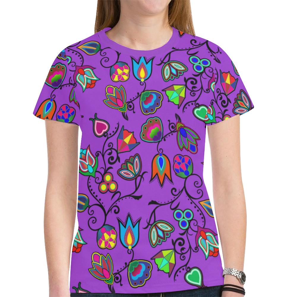 Indigenous Paisley - Dark Orchid New All Over Print T-shirt for Women (Model T45) New All Over Print T-shirt for Women (T45) e-joyer 