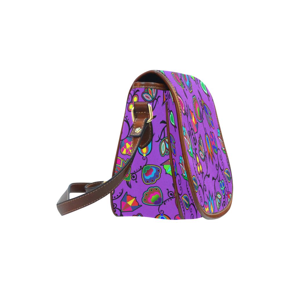 Indigenous Paisley - Dark Orchid Saddle Bag/Large (Model 1649) Saddle Bag/Large e-joyer 