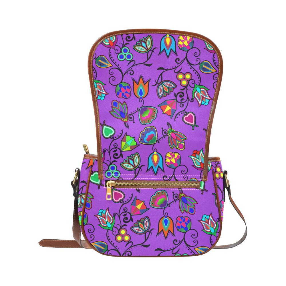 Indigenous Paisley - Dark Orchid Saddle Bag/Large (Model 1649) Saddle Bag/Large e-joyer 