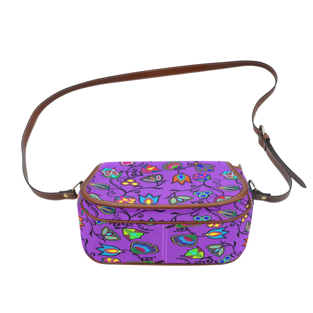 Indigenous Paisley - Dark Orchid Saddle Bag/Large (Model 1649) Saddle Bag/Large e-joyer 