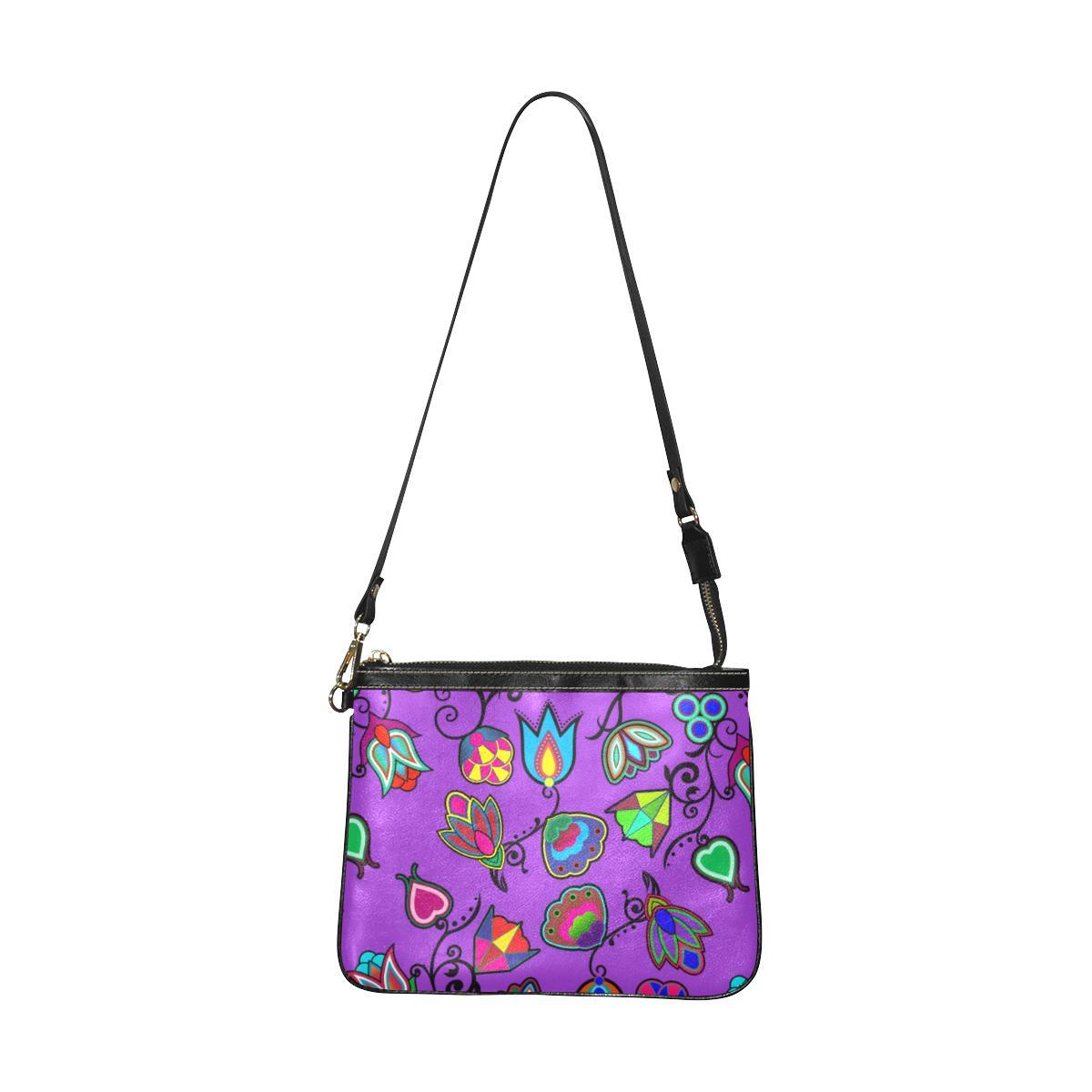 Indigenous Paisley Dark Orchid Small Shoulder Bag by 49 Dzine