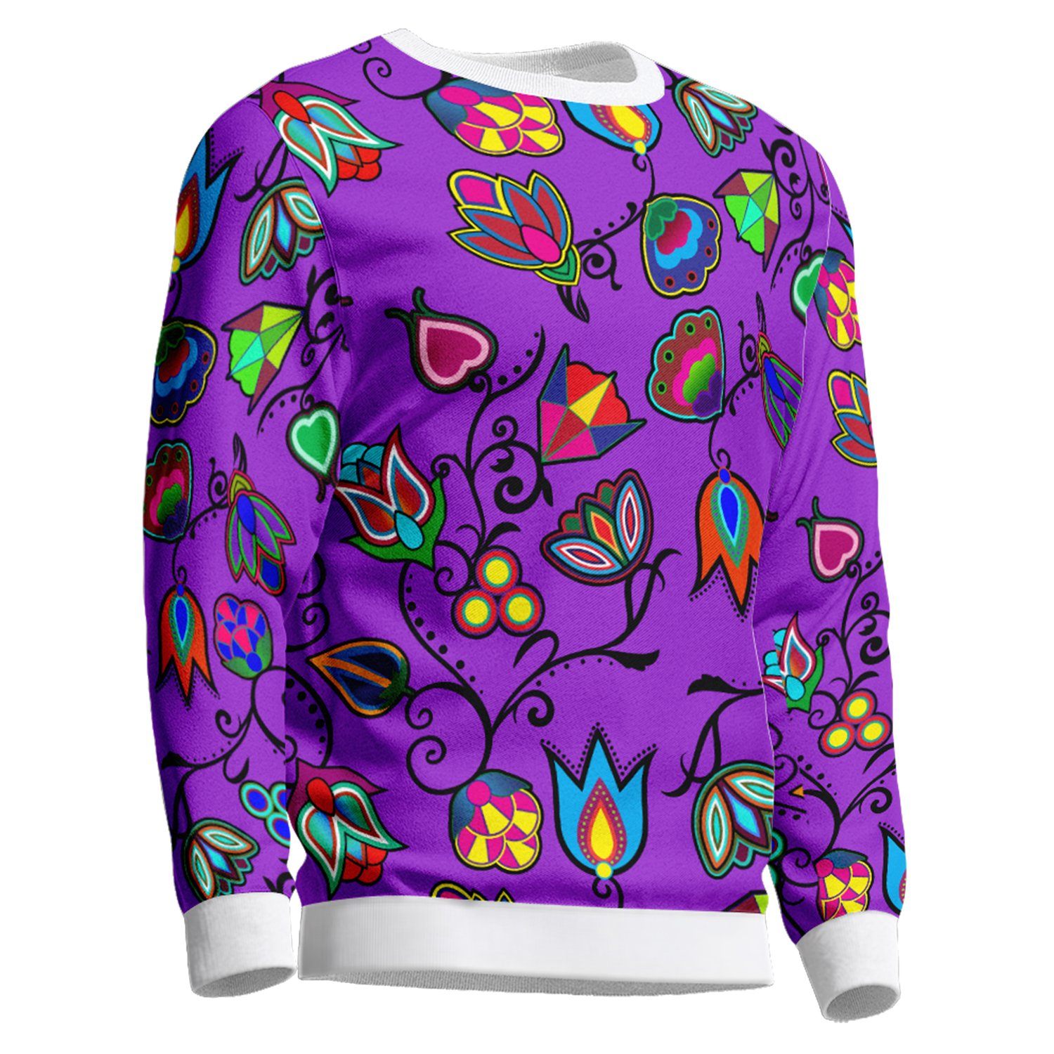 Indigenous Paisley Dark Orchid Unisex Crewneck Long Sleeve Top 49 Dzine 