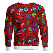 Load image into Gallery viewer, Indigenous Paisley Dark Red Unisex Crewneck Long Sleeve Top 49 Dzine 
