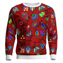 Load image into Gallery viewer, Indigenous Paisley Dark Red Unisex Crewneck Long Sleeve Top 49 Dzine 
