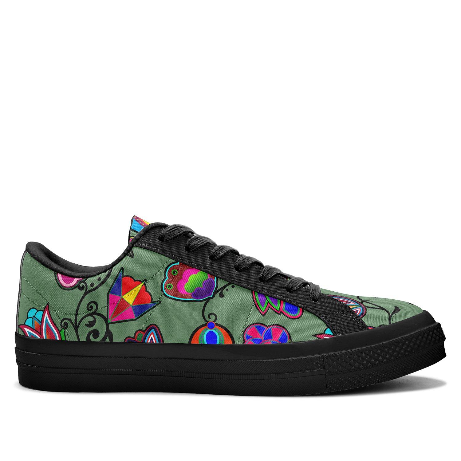 Indigenous Paisley Dark Sea Aapisi Low Top Canvas Shoes Black Sole aapisi Herman 