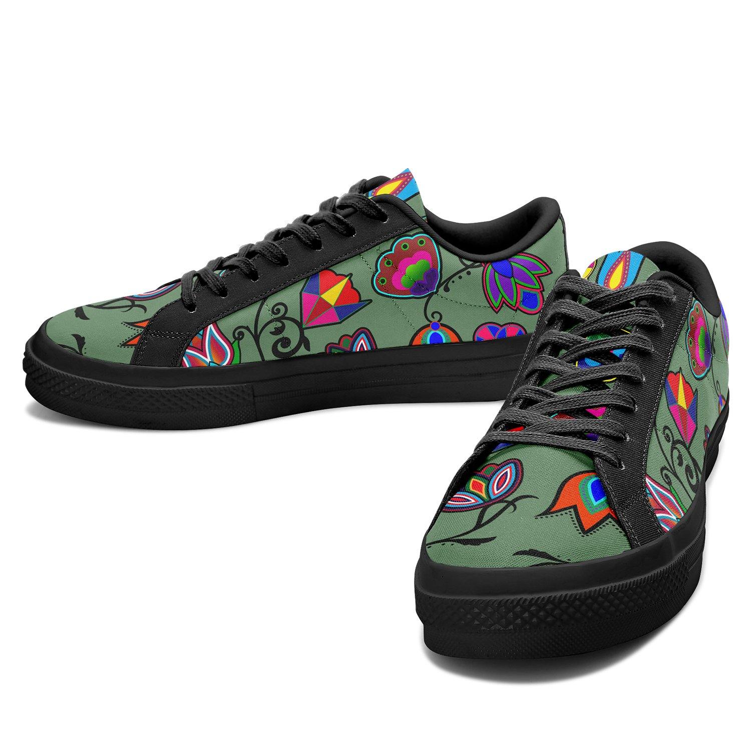 Indigenous Paisley Dark Sea Aapisi Low Top Canvas Shoes Black Sole aapisi Herman 