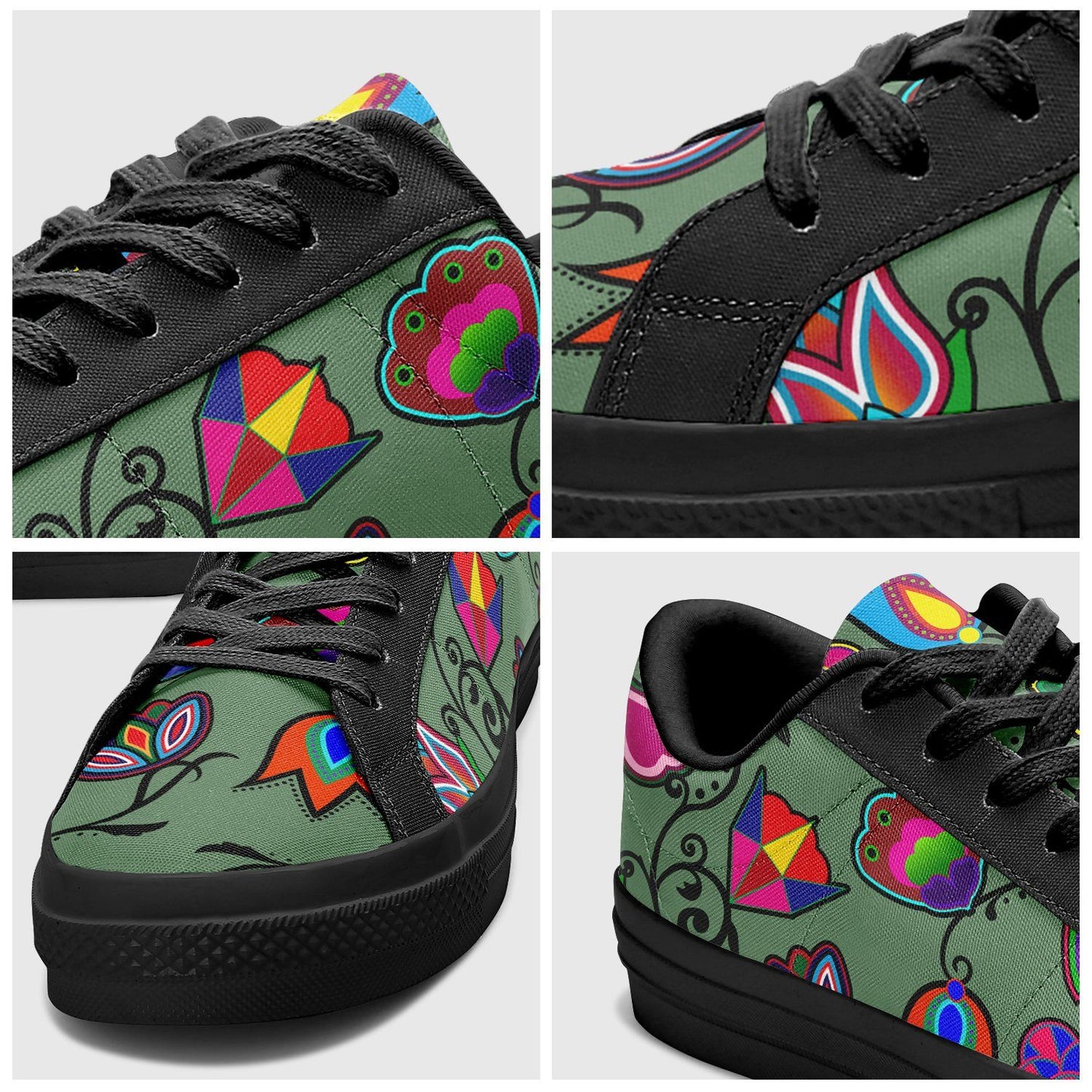 Indigenous Paisley Dark Sea Aapisi Low Top Canvas Shoes Black Sole aapisi Herman 