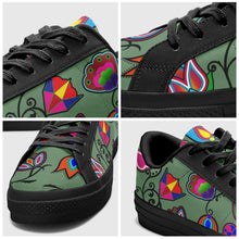 Load image into Gallery viewer, Indigenous Paisley Dark Sea Aapisi Low Top Canvas Shoes Black Sole aapisi Herman 
