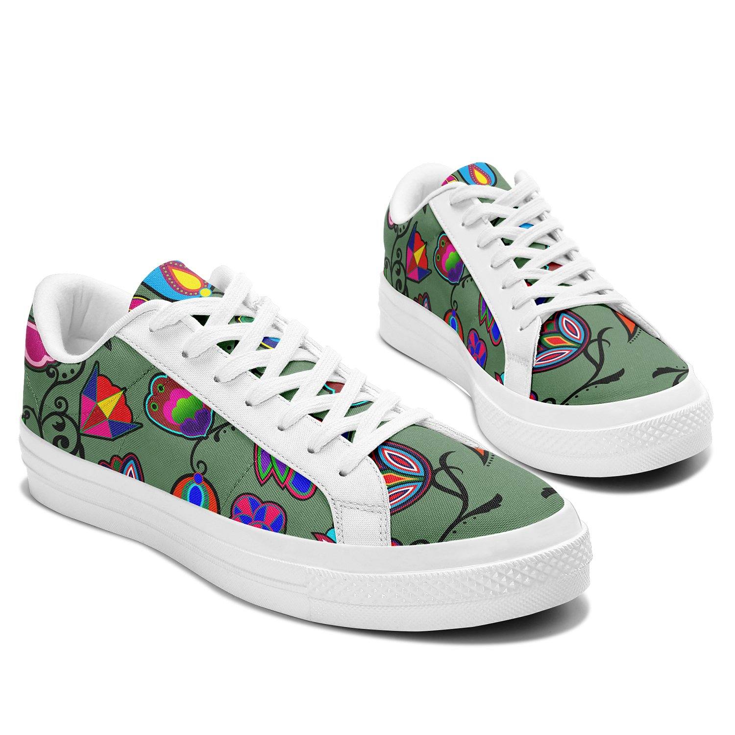 Indigenous Paisley Dark Sea Aapisi Low Top Canvas Shoes White Sole aapisi Herman 