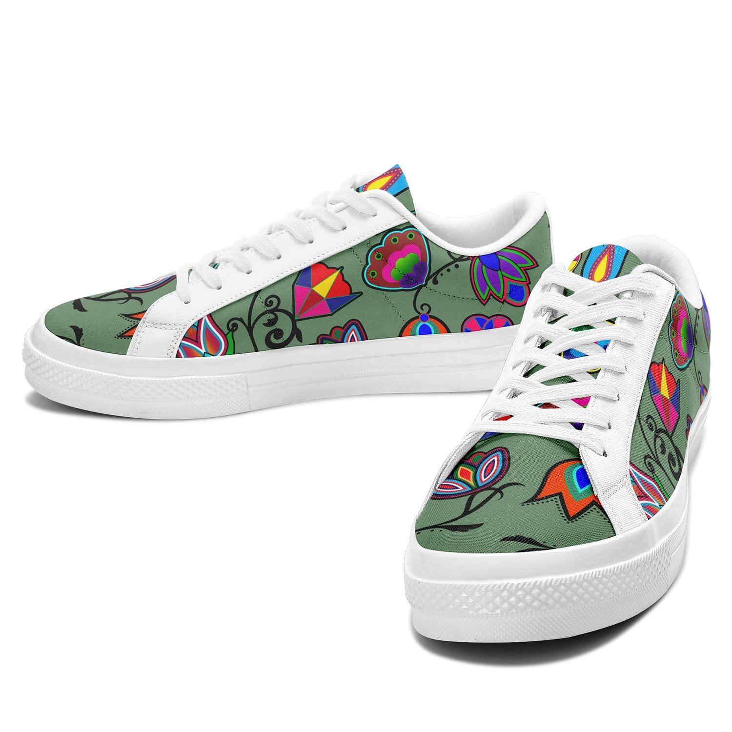 Indigenous Paisley Dark Sea Aapisi Low Top Canvas Shoes White Sole aapisi Herman 