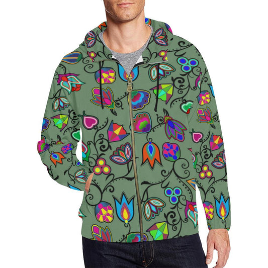 Indigenous Paisley - Dark Sea All Over Print Full Zip Hoodie for Men (Model H14) All Over Print Full Zip Hoodie for Men (H14) e-joyer 