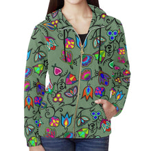 Load image into Gallery viewer, Indigenous Paisley - Dark Sea All Over Print Full Zip Hoodie for Women (Model H14) All Over Print Full Zip Hoodie for Women (H14) e-joyer 
