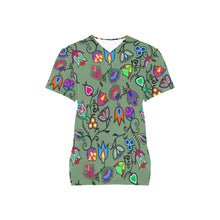 Load image into Gallery viewer, Indigenous Paisley Dark Sea All Over Print Scrub Top Scrub Top e-joyer 
