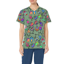 Load image into Gallery viewer, Indigenous Paisley Dark Sea All Over Print Scrub Top Scrub Top e-joyer 
