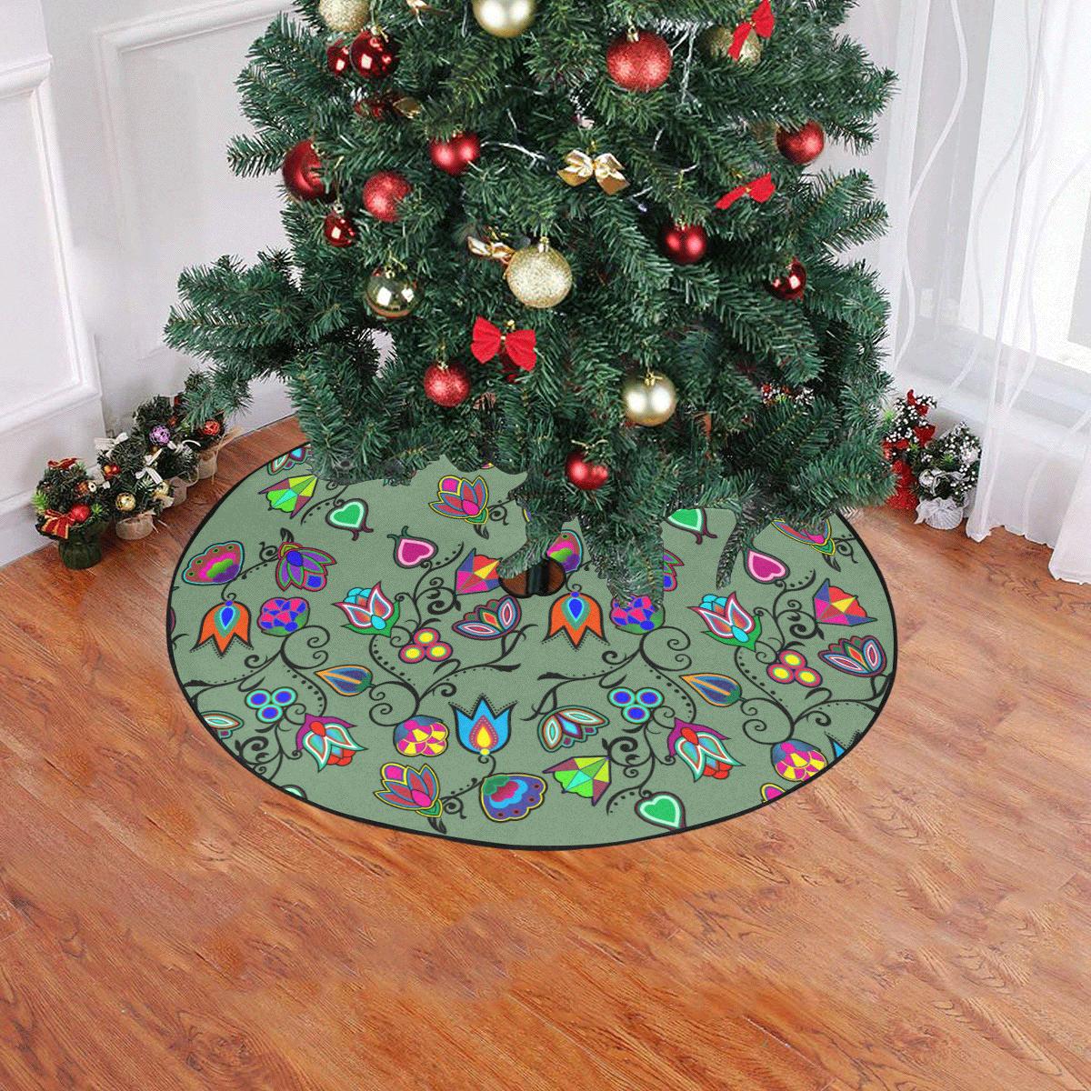 Indigenous Paisley - Dark Sea Christmas Tree Skirt 47" x 47" Christmas Tree Skirt e-joyer 