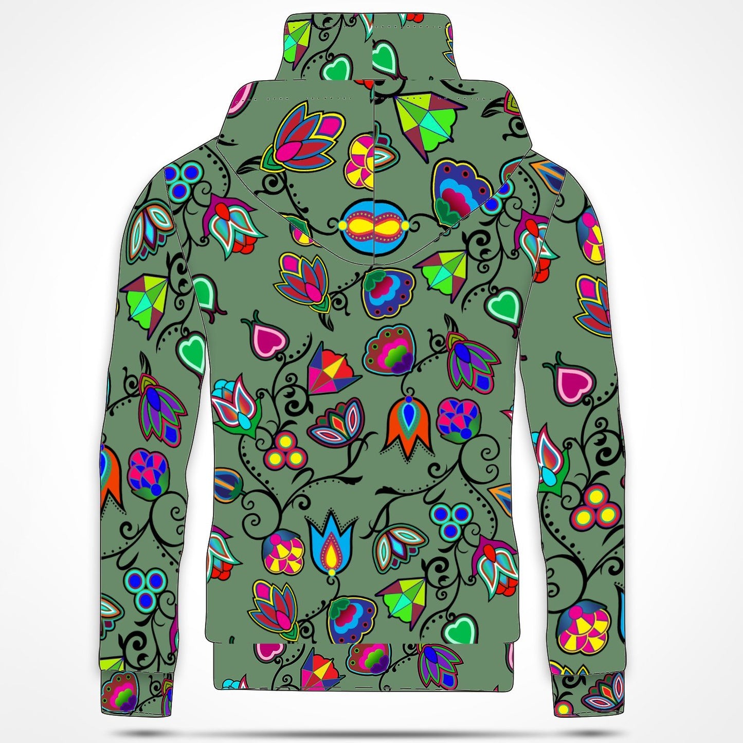 Indigenous Paisley Dark Sea Hoodie with Face Cover 49 Dzine 