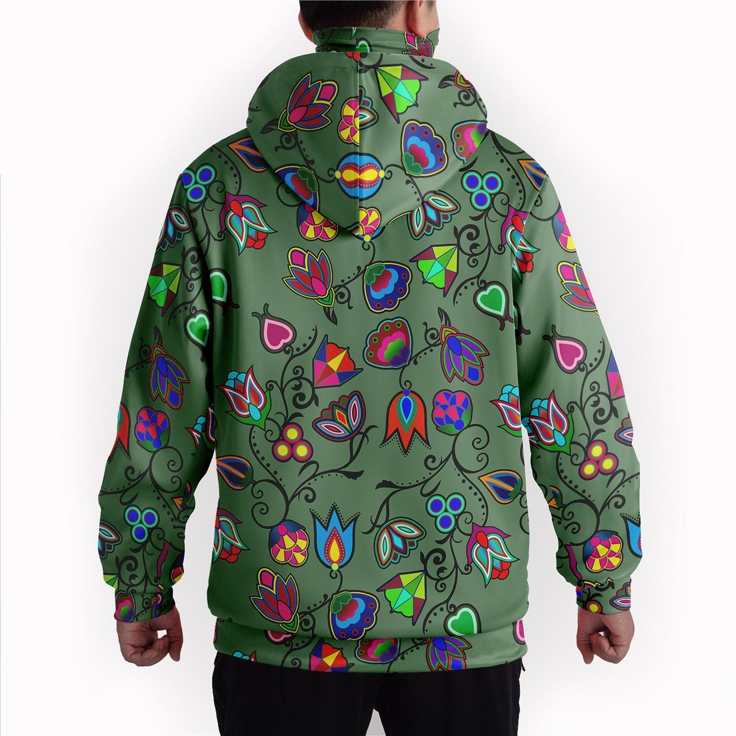 Indigenous Paisley Dark Sea Hoodie with Face Cover 49 Dzine 