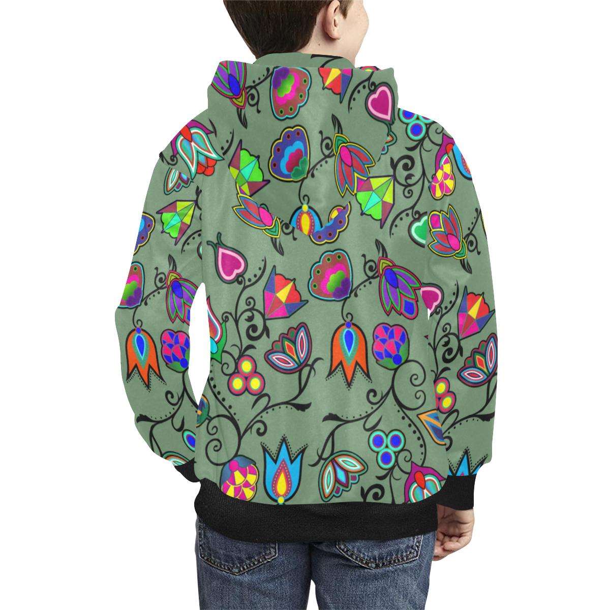 Indigenous Paisley Dark Sea Kids' All Over Print Hoodie (Model H38) Kids' AOP Hoodie (H38) e-joyer 