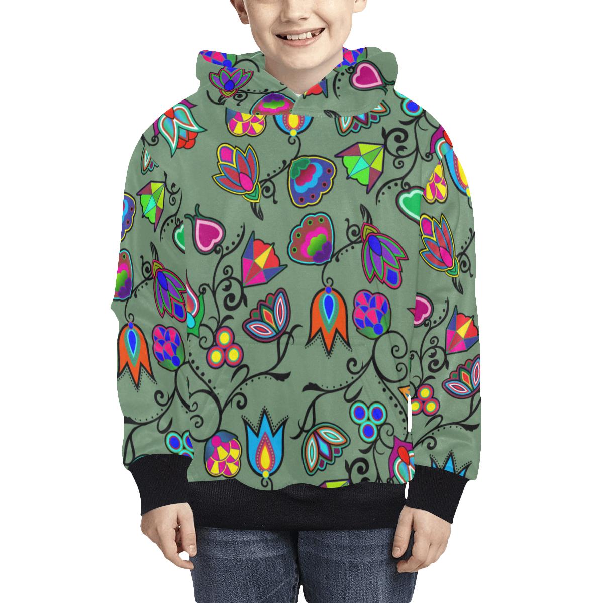 Indigenous Paisley Dark Sea Kids' All Over Print Hoodie (Model H38) Kids' AOP Hoodie (H38) e-joyer 