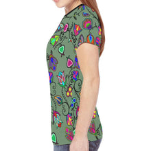 Load image into Gallery viewer, Indigenous Paisley - Dark Sea New All Over Print T-shirt for Women (Model T45) New All Over Print T-shirt for Women (T45) e-joyer 
