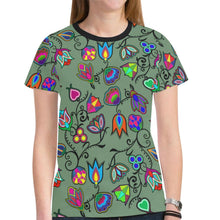 Load image into Gallery viewer, Indigenous Paisley - Dark Sea New All Over Print T-shirt for Women (Model T45) New All Over Print T-shirt for Women (T45) e-joyer 
