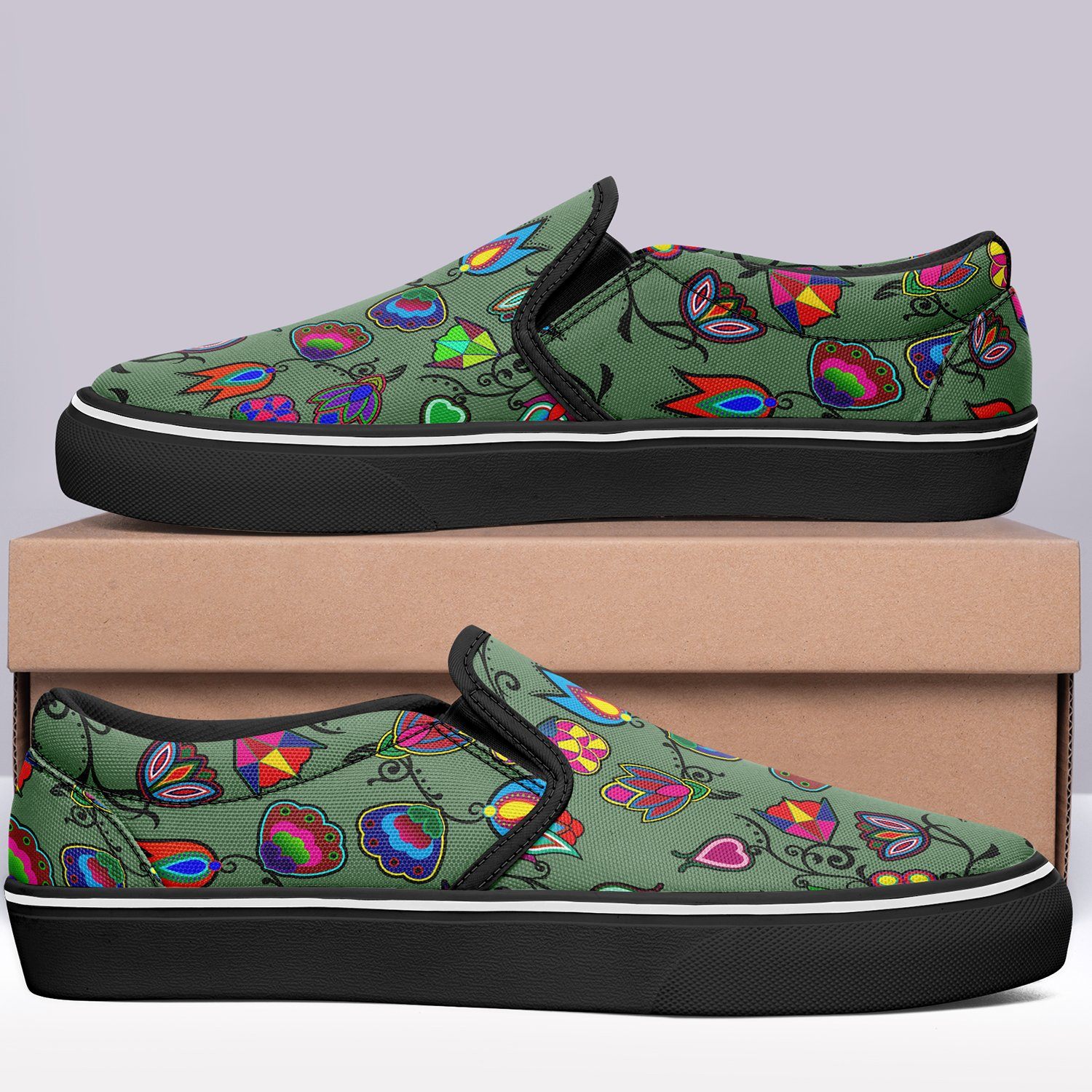 Indigenous Paisley Dark Sea Otoyimm Canvas Slip On Shoes otoyimm Herman 