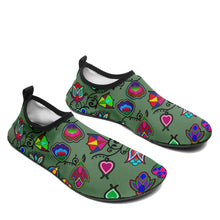 Load image into Gallery viewer, Indigenous Paisley Dark Sea Sockamoccs Kid&#39;s Slip On Shoes Herman 
