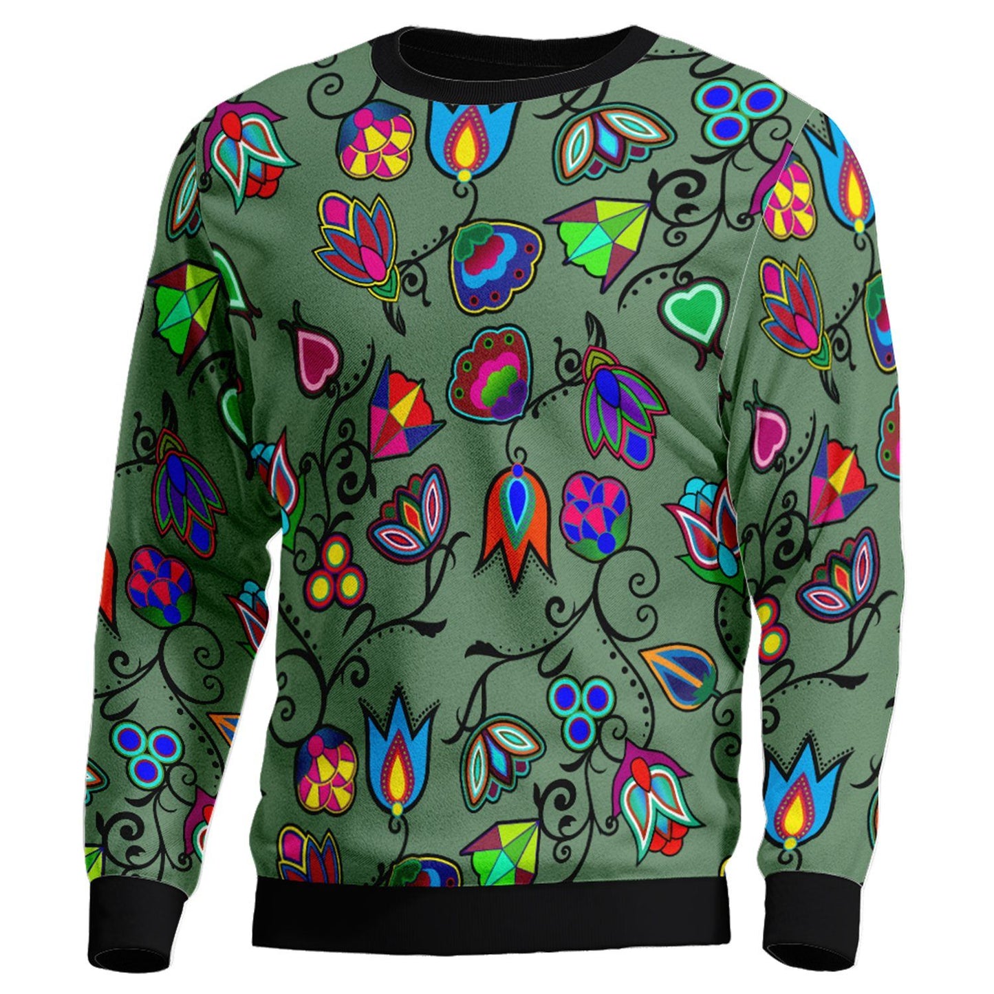 Indigenous Paisley Dark Sea Unisex Crewneck Long Sleeve Top 49 Dzine 