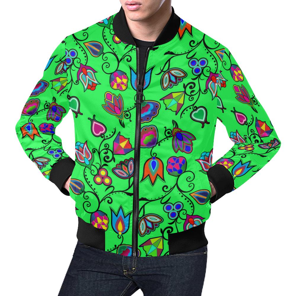 Indigenous Paisley - Green All Over Print Bomber Jacket for Men/Large Size (Model H19) All Over Print Bomber Jacket for Men/Large (H19) e-joyer 