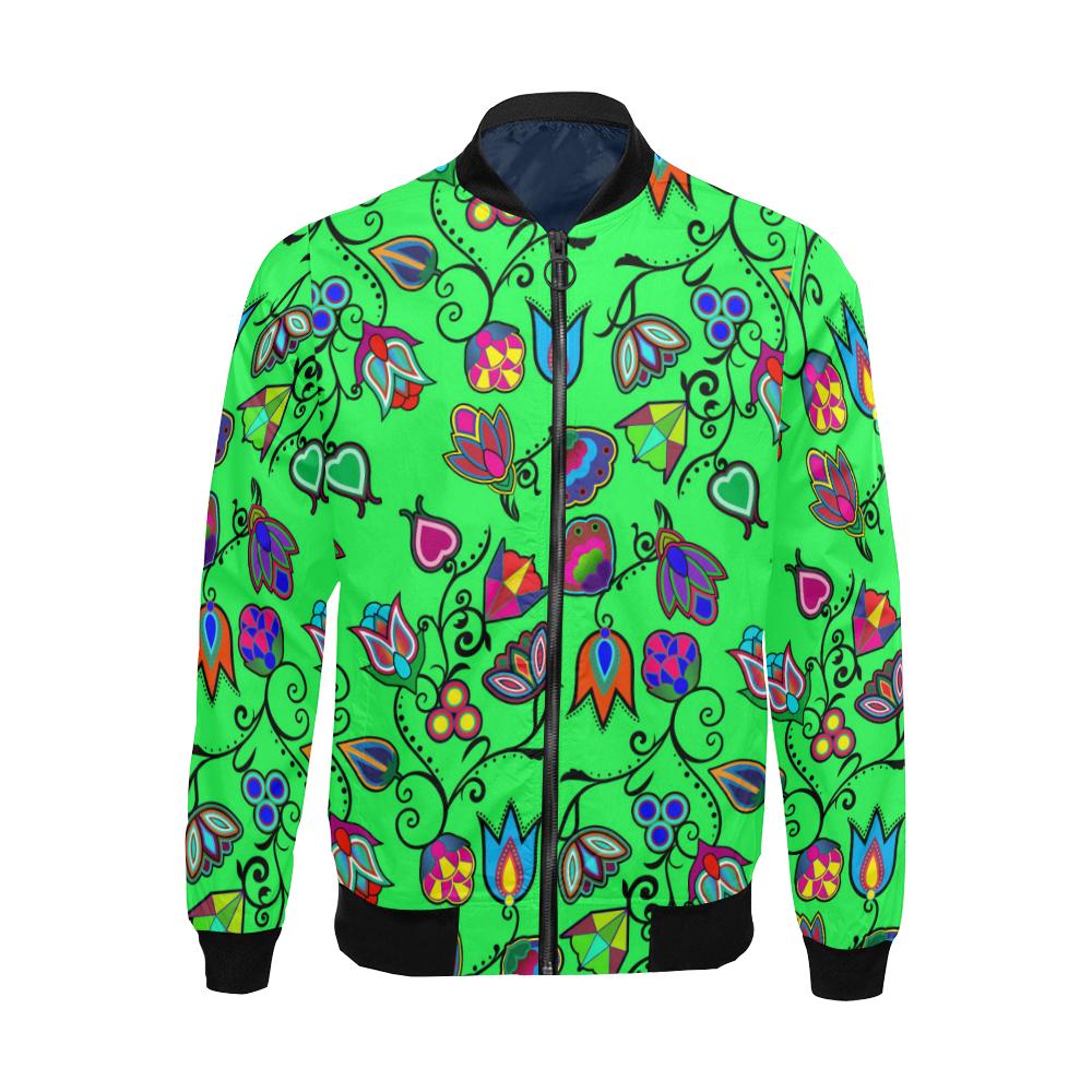 Indigenous Paisley - Green All Over Print Bomber Jacket for Men/Large Size (Model H19) All Over Print Bomber Jacket for Men/Large (H19) e-joyer 