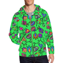 Load image into Gallery viewer, Indigenous Paisley - Green All Over Print Full Zip Hoodie for Men (Model H14) All Over Print Full Zip Hoodie for Men (H14) e-joyer 
