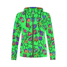 Load image into Gallery viewer, Indigenous Paisley - Green All Over Print Full Zip Hoodie for Women (Model H14) All Over Print Full Zip Hoodie for Women (H14) e-joyer 
