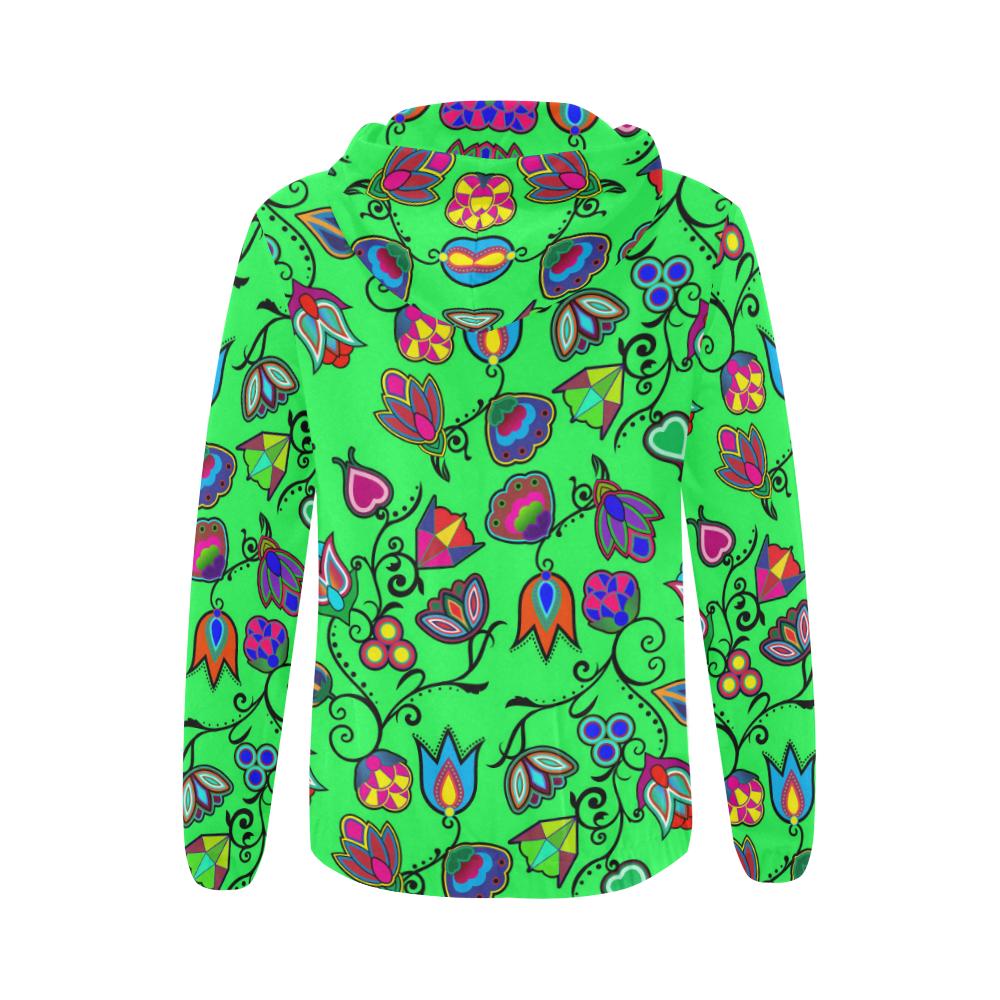 Indigenous Paisley - Green All Over Print Full Zip Hoodie for Women (Model H14) All Over Print Full Zip Hoodie for Women (H14) e-joyer 