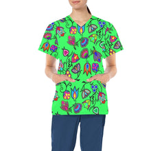 Load image into Gallery viewer, Indigenous Paisley Green All Over Print Scrub Top Scrub Top e-joyer 
