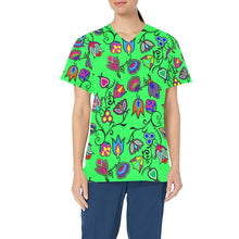 Load image into Gallery viewer, Indigenous Paisley Green All Over Print Scrub Top Scrub Top e-joyer 
