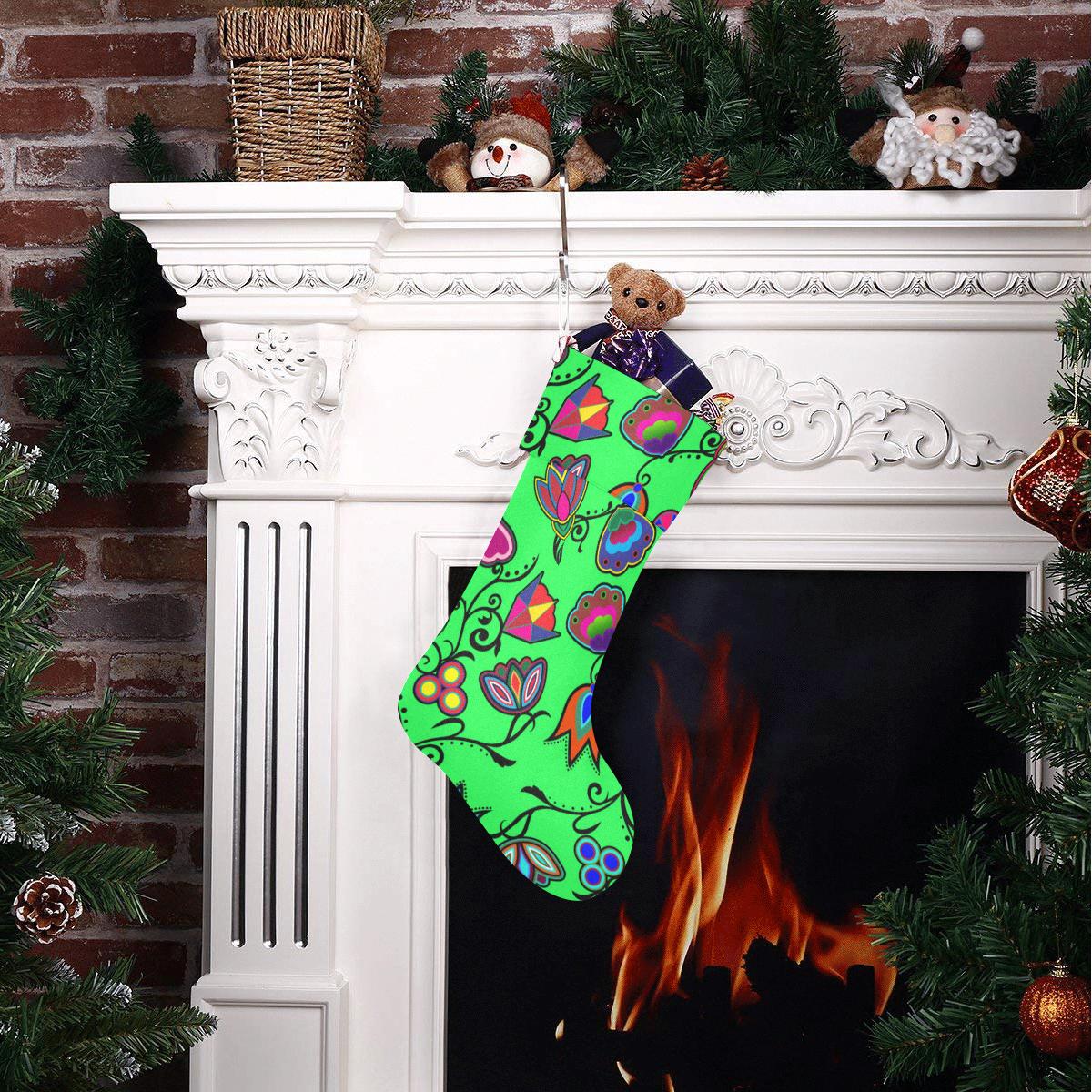 Indigenous Paisley - Green Christmas Stocking Christmas Stocking e-joyer 