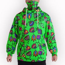 Load image into Gallery viewer, Indigenous Paisley Green Hoodie with Face Cover 49 Dzine 
