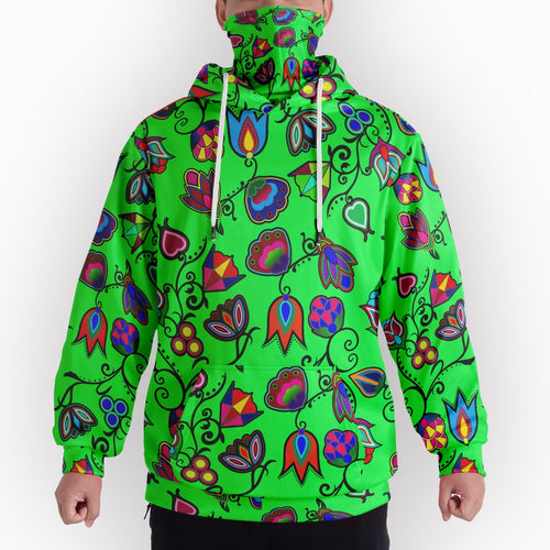 Indigenous Paisley Green Hoodie with Face Cover 49 Dzine 