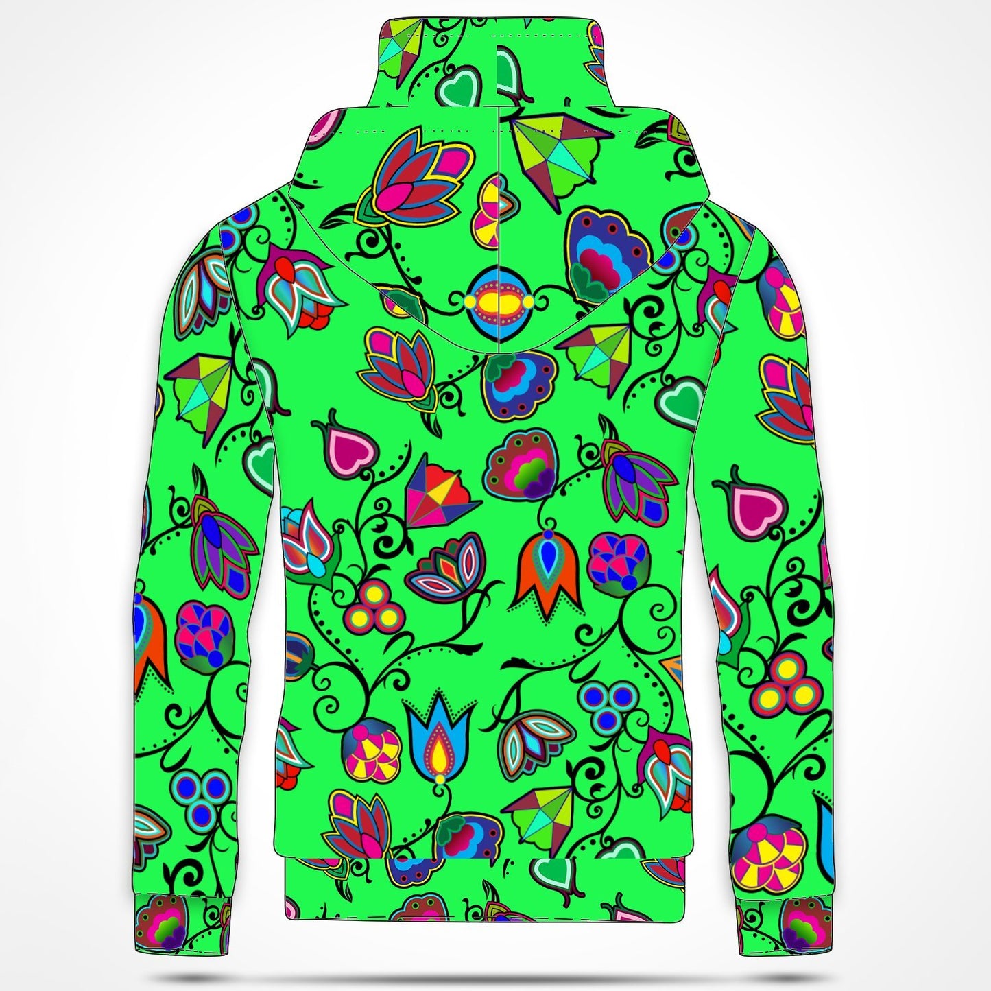 Indigenous Paisley Green Hoodie with Face Cover 49 Dzine 