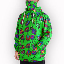 Load image into Gallery viewer, Indigenous Paisley Green Hoodie with Face Cover 49 Dzine 
